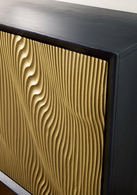 Tayner Accent Cabinet carved door detail