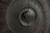 Close-up of distressed black wood finish