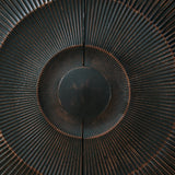 Close-up of oversized wood door pull