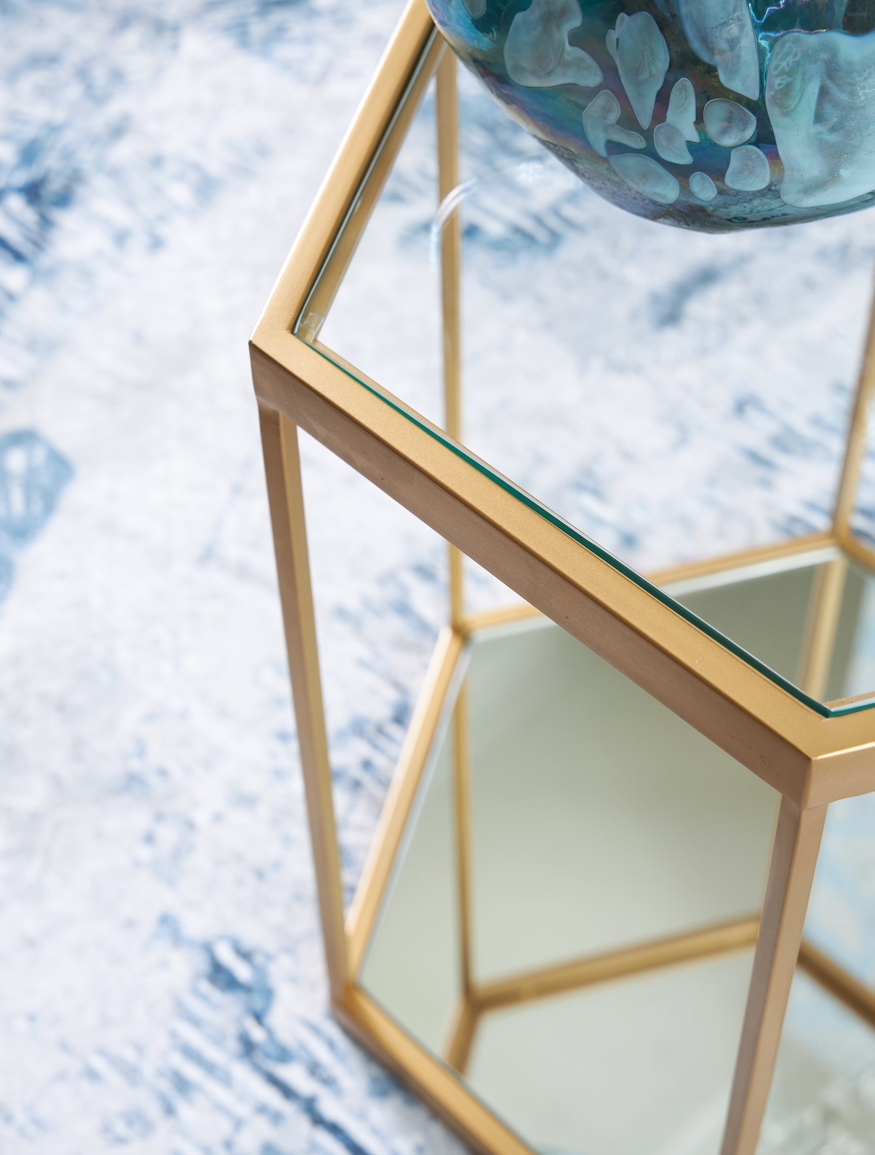 Detail of gold finish on metal frame