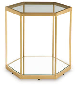 Close-up of mirrored inset and goldtone frame