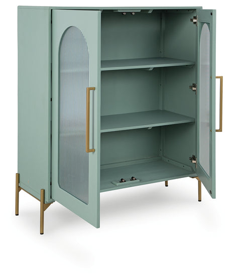 Adwen cabinet angled open view showing interior shelves