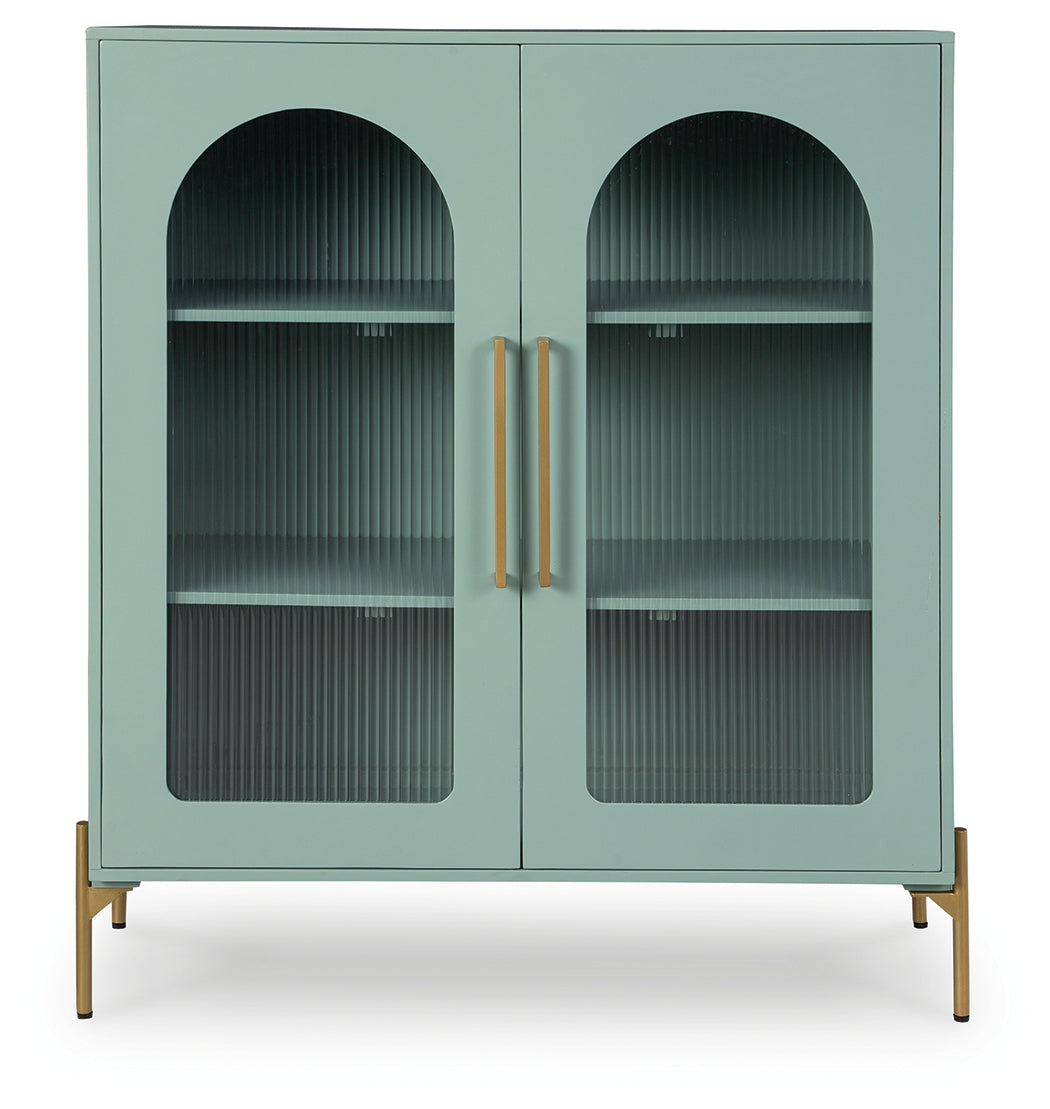 Adwen cabinet head-on view highlighting green finish and hardware