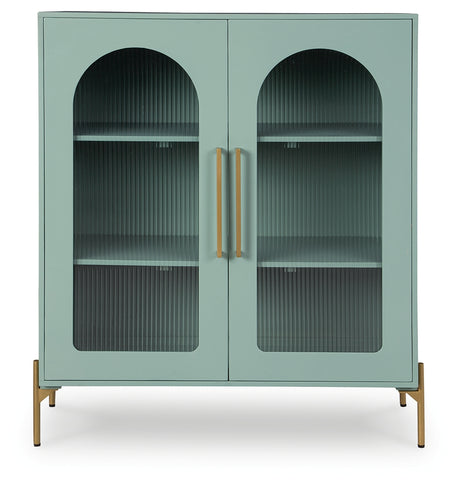Adwen cabinet head-on view highlighting green finish and hardware