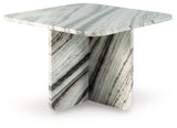Baretton square marble accent coffee table head-on view