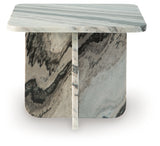 Front view of Baretton marble accent coffee table