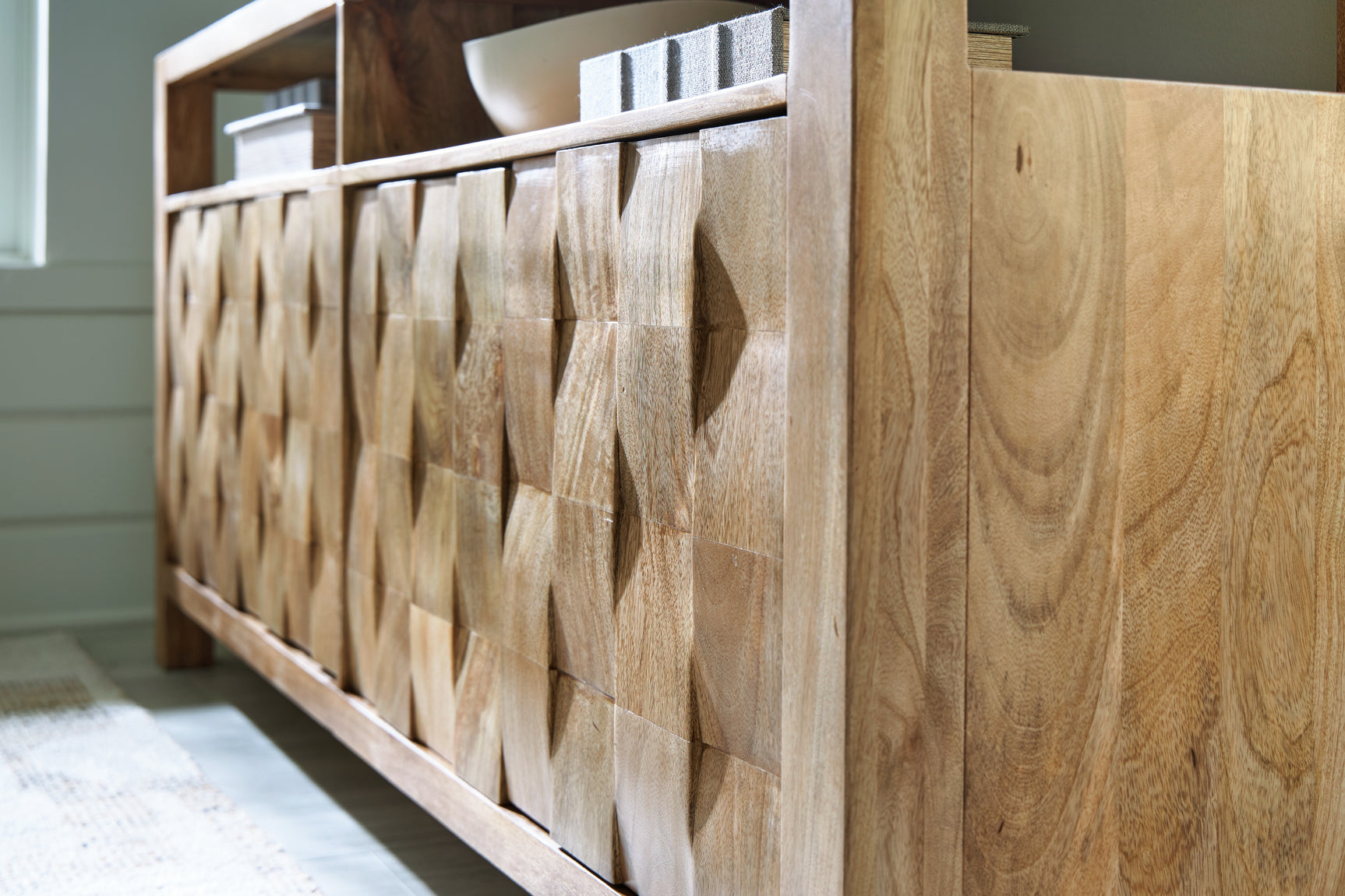 Hudwick Accent Cabinet door block pattern close-up