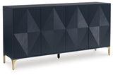 Loirwick Dark Blue Accent Cabinet angled view