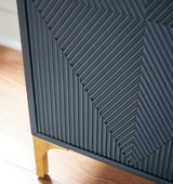 Detail of geometric textured door on Loirwick Cabinet