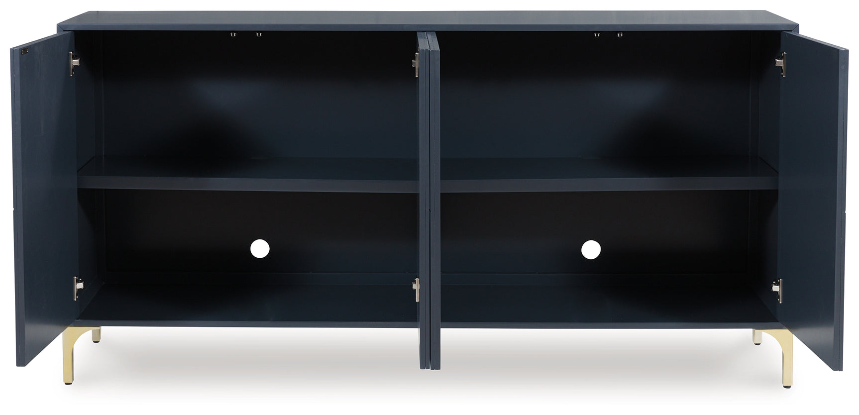 Loirwick Accent Cabinet head on open with shelves visible