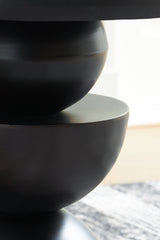 Detail of geometric metal base of Kurtson Accent Table