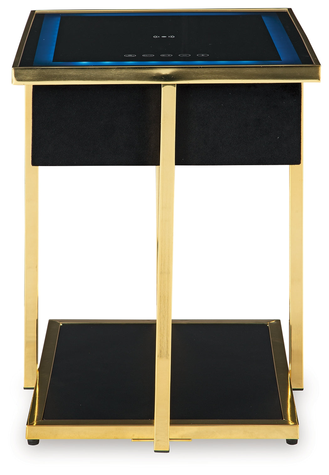 Head-on view showing wireless charging controls on tabletop