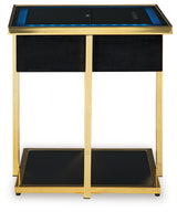 Side profile showing fixed lower shelf and metal frame