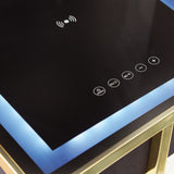 Detail of LED lighting underneath the glass top