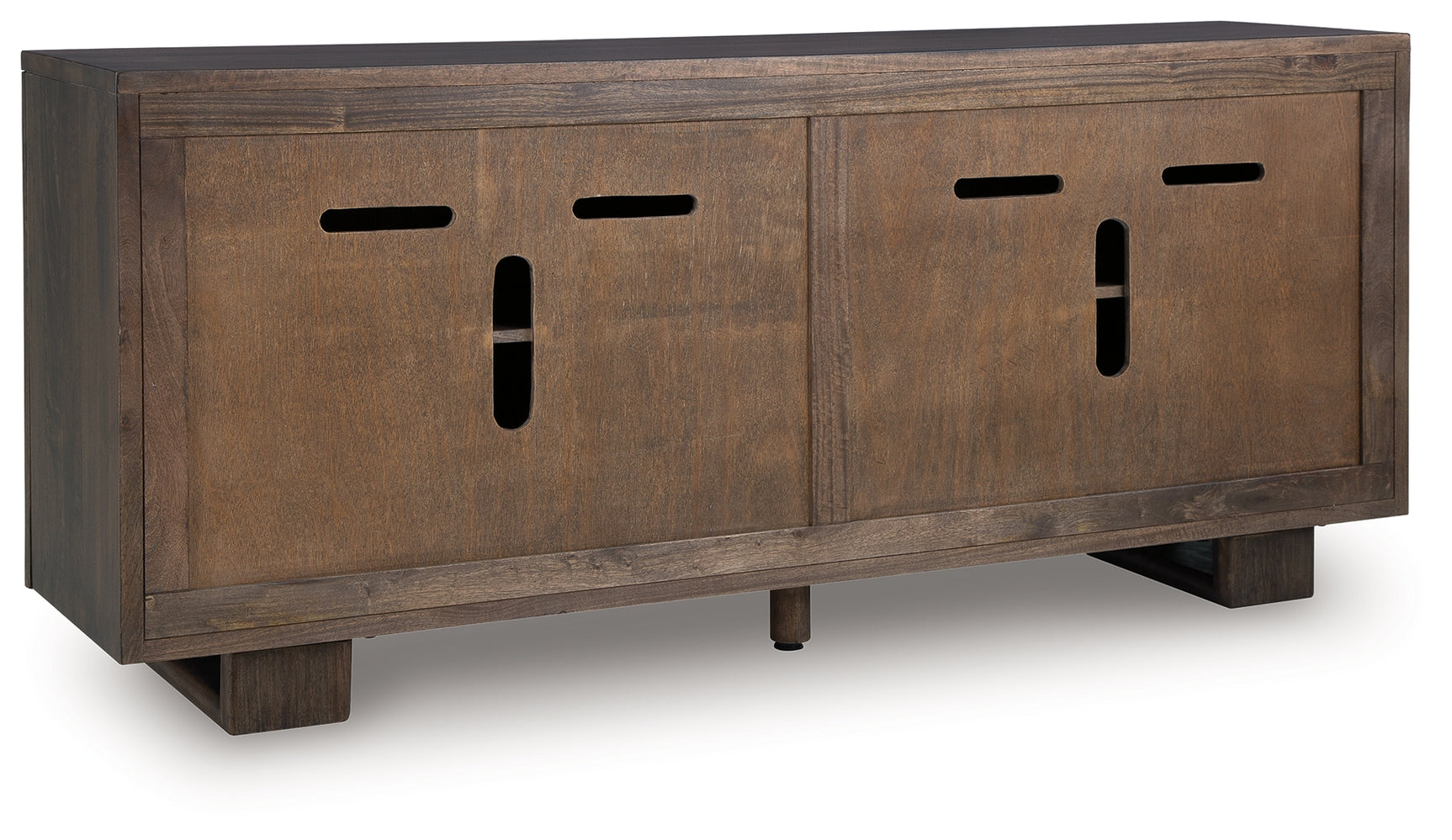 Back view of Cato Accent Cabinet showing openings for electronics