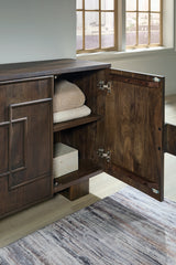 Storage detail inside Cato Accent Cabinet