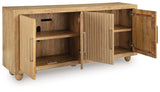 Niam Accent Cabinet doors open showing interior shelves
