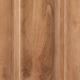 Detail of light brown mango wood and metal legs