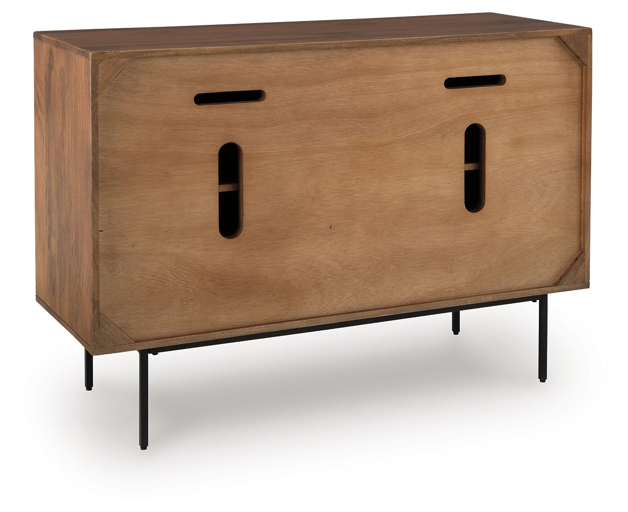 Back view of Juddins accent cabinet showing electronics openings