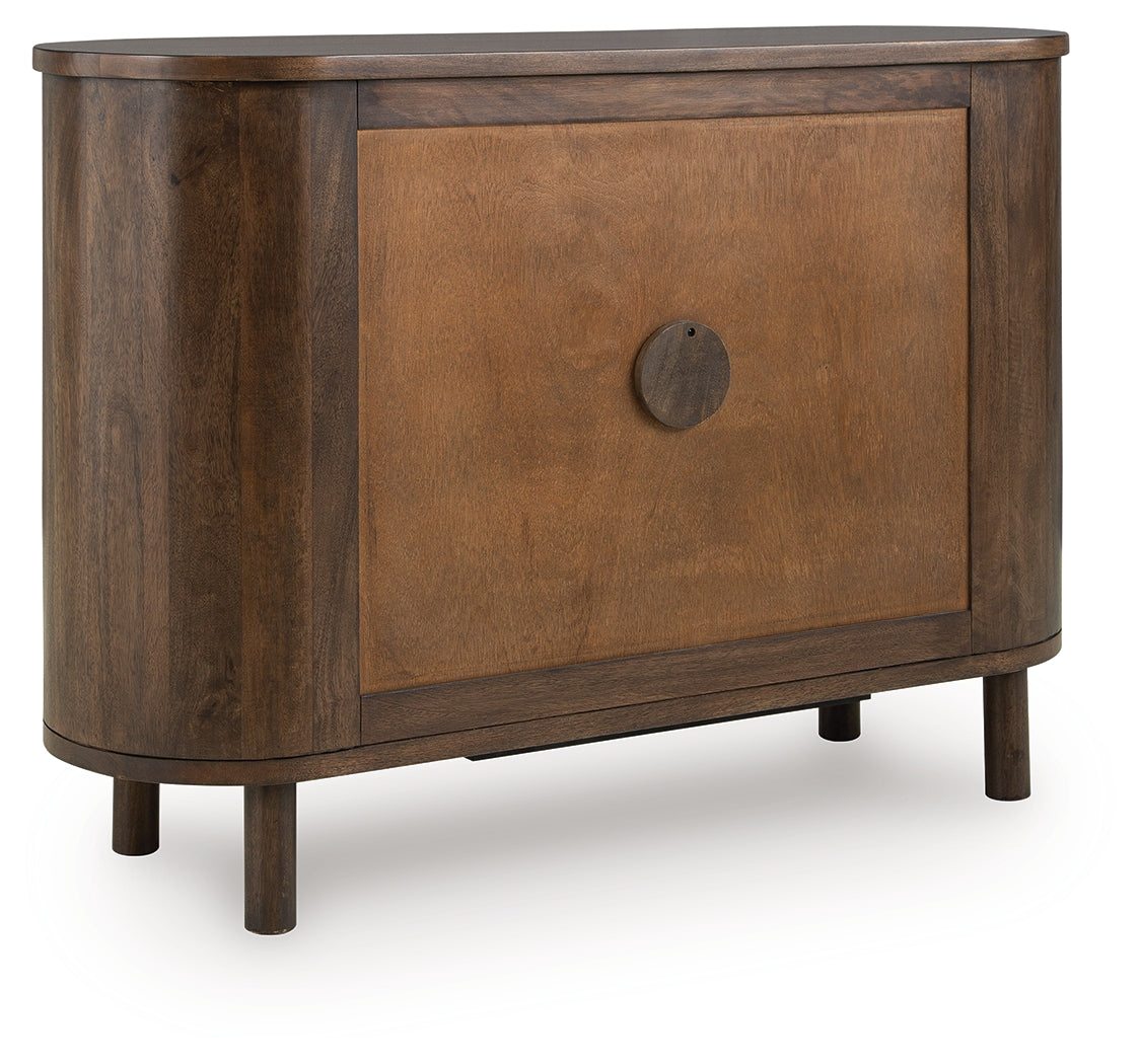 Mayridge Accent Cabinet back view showing openings