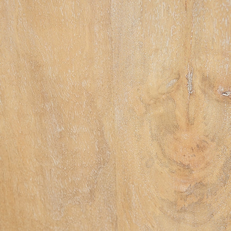 Texture detail showing light wire-brushed mango wood finish