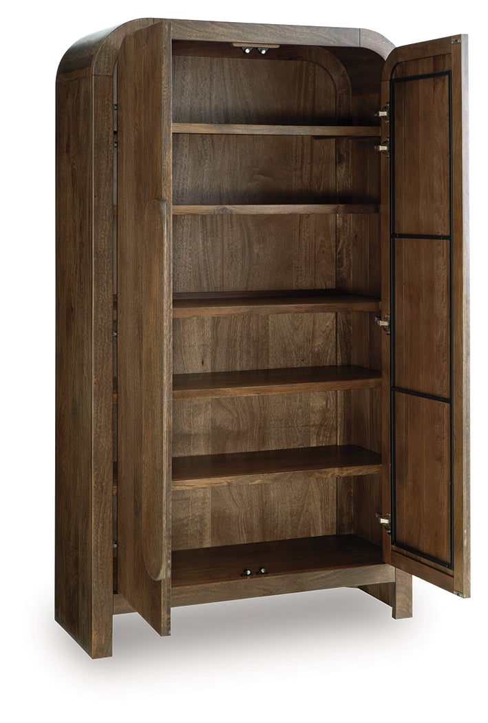 Thoren Accent Cabinet open door showing interior shelves