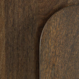 Detail of medium brown mango wood finish on Thoren Accent Cabinet