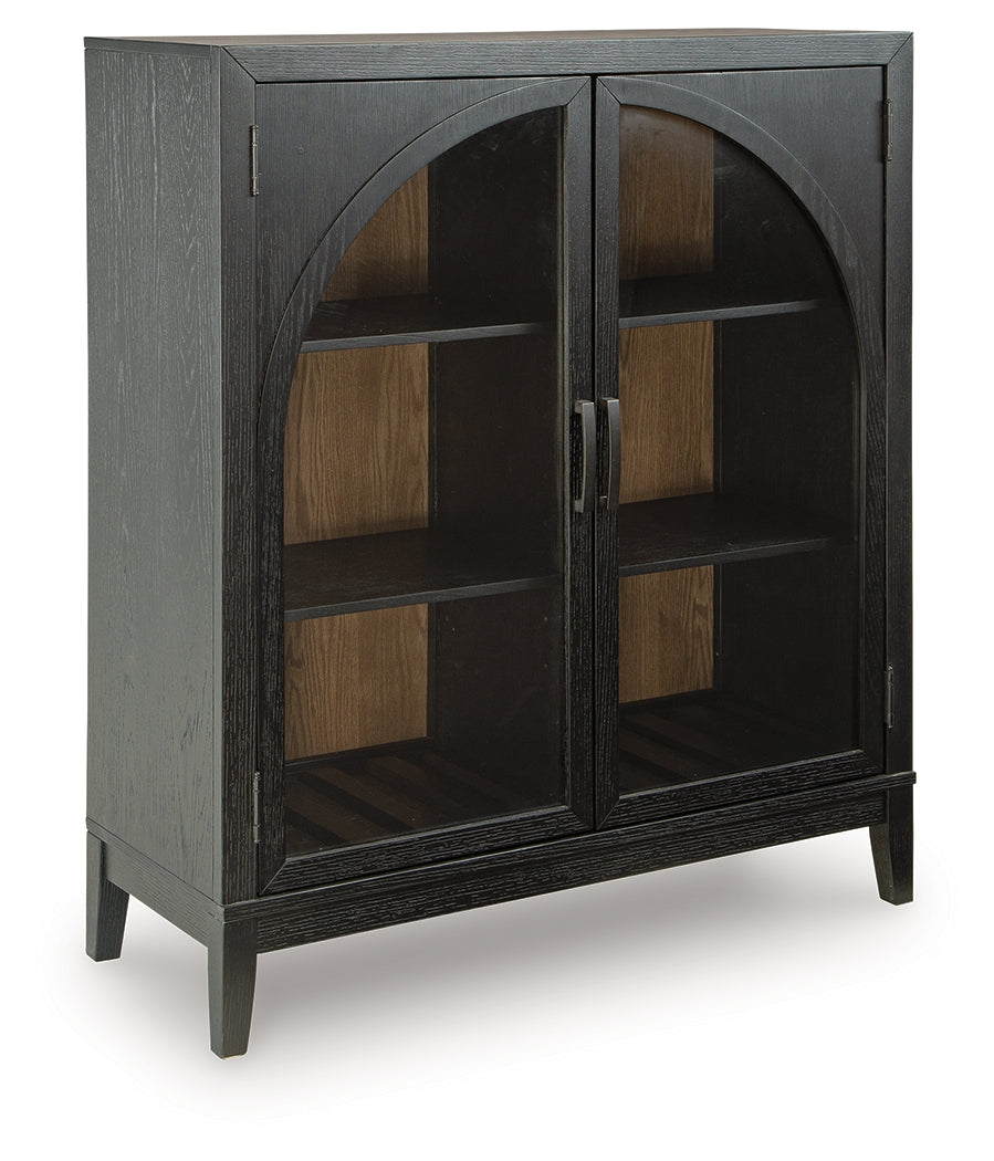 Angled view of Armenleigh Accent Cabinet with doors closed
