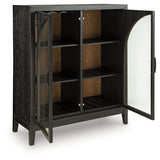 Interior view of Armenleigh Cabinet showing open doors with wine racks and glass racks