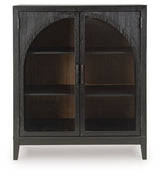 Head-on view of Armenleigh Accent Cabinet highlighting glass doors