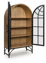Gwenwich Accent Cabinet angled side view open showing shelves