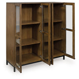 Wrenridge accent cabinet angled view open doors