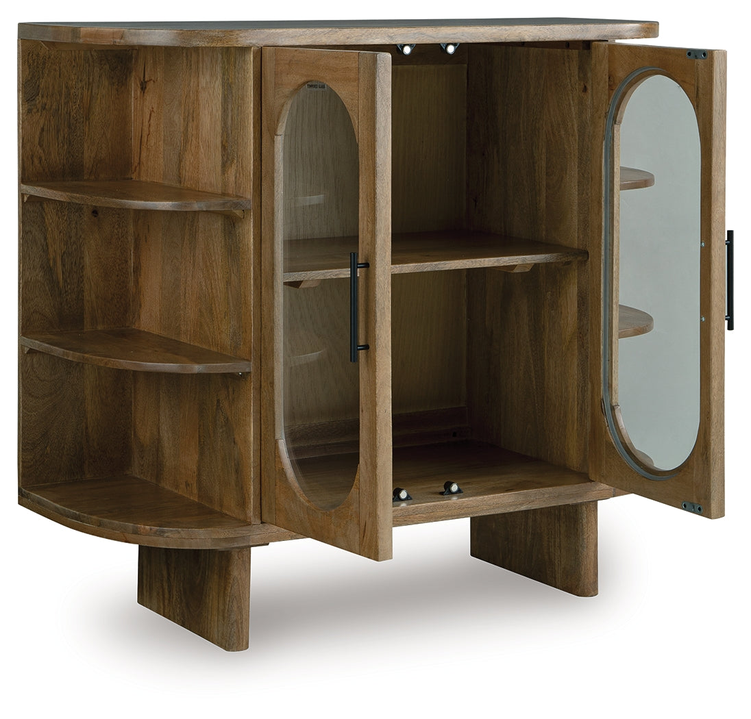 Niall Accent Cabinet angled open door showing shelves