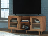 Accent cabinet used as TV stand with media devices