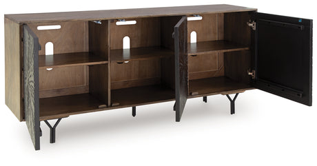 Lavinmont accent cabinet angled open doors
