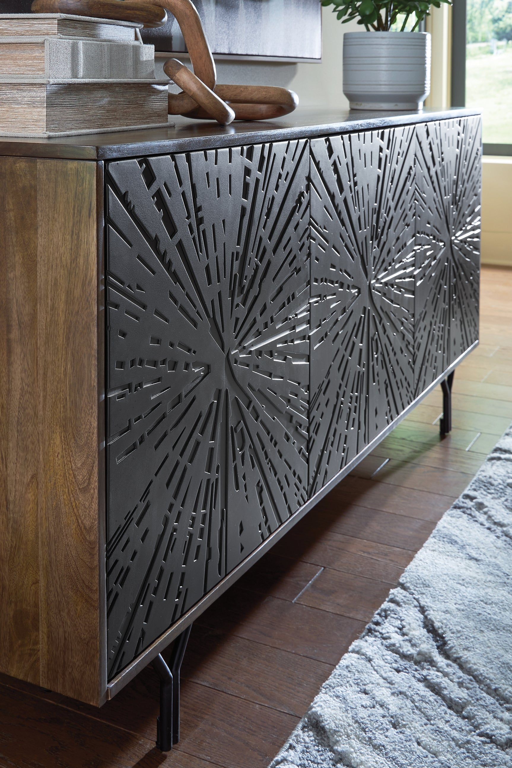Detail of Lavinmont accent cabinet door pattern