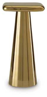 Close-up of goldtone finish on Dallenburg accent table