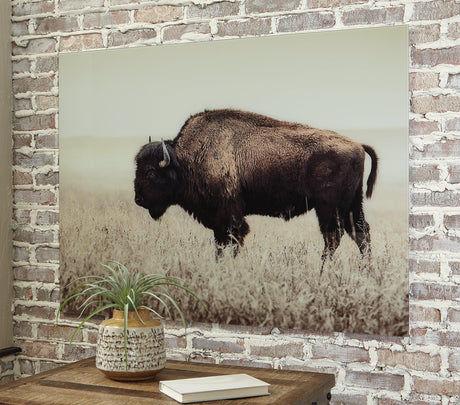 Brutus Sepia Wall Art front view with sepia bison on glass