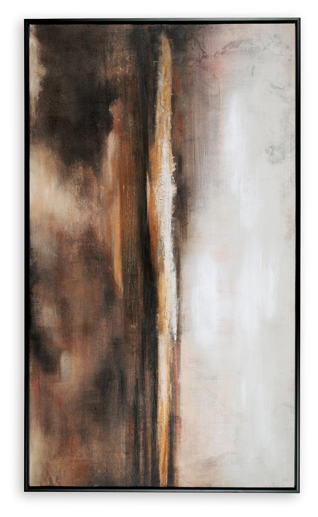Drewland black brown orange wall art close frontal view