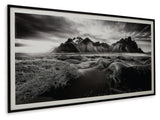 Back view of Delstone wall art with D-ring bracket for hanging