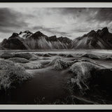 Delstone Black and White framed wall art showing mountain landscape