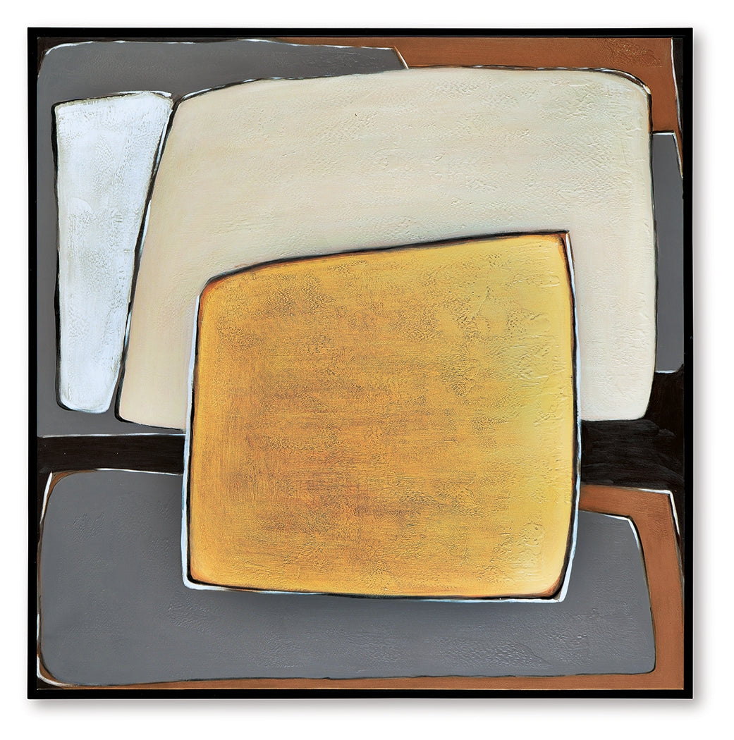Alternate front view of Actman abstract cream, brown and gray wall art