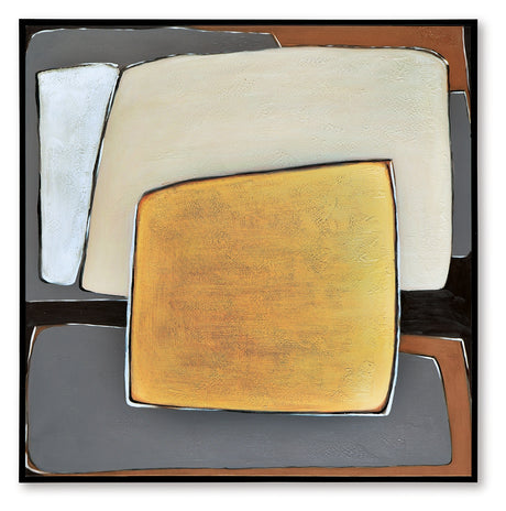 Alternate front view of Actman abstract cream, brown and gray wall art