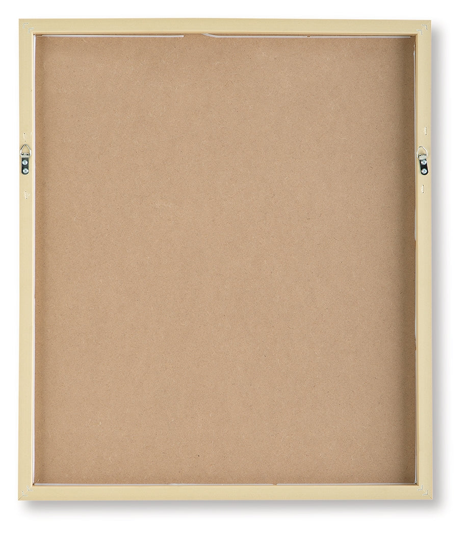 Back view of Chettings framed wall art with hanging bracket