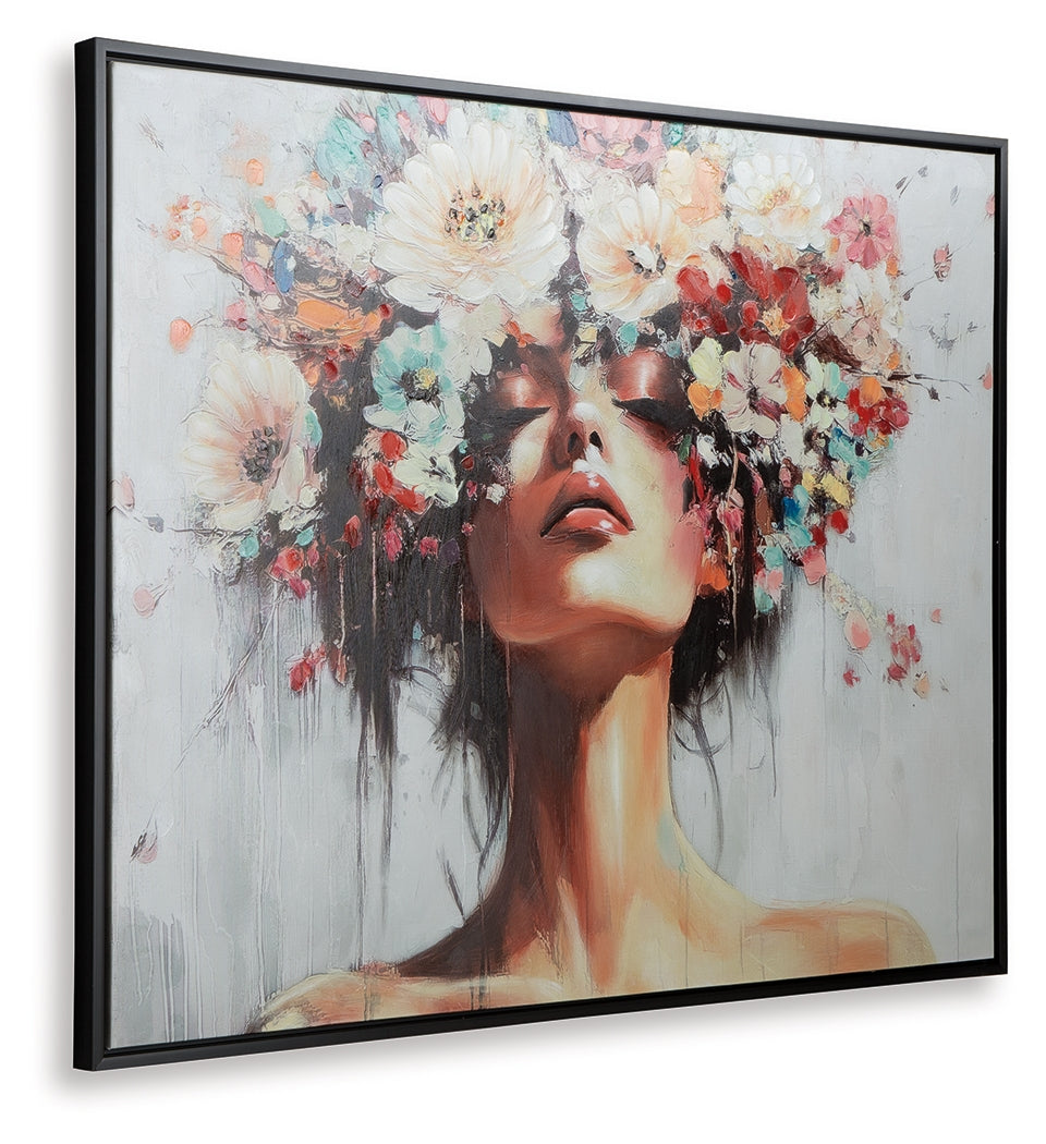 Shadwick Multi Floral Wall Art angled side view
