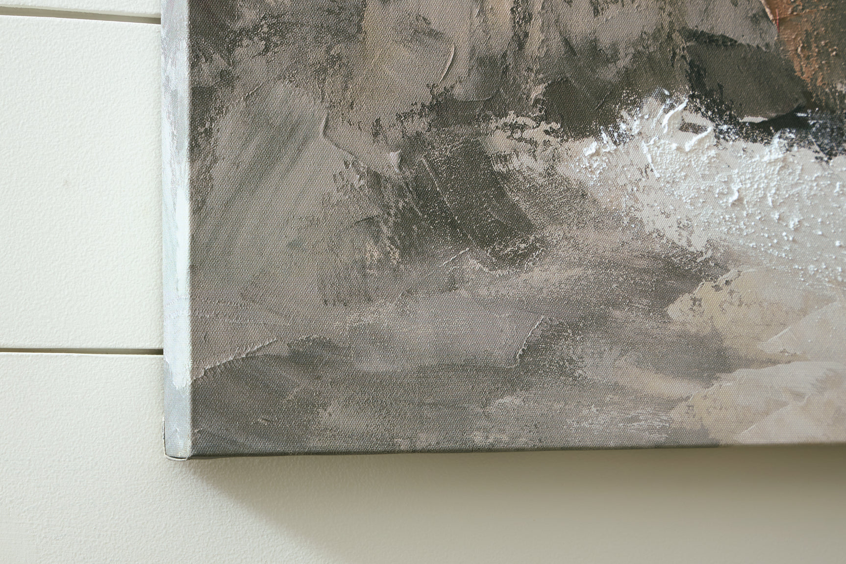 Close-up of hand-painted detail on Worthner wall art