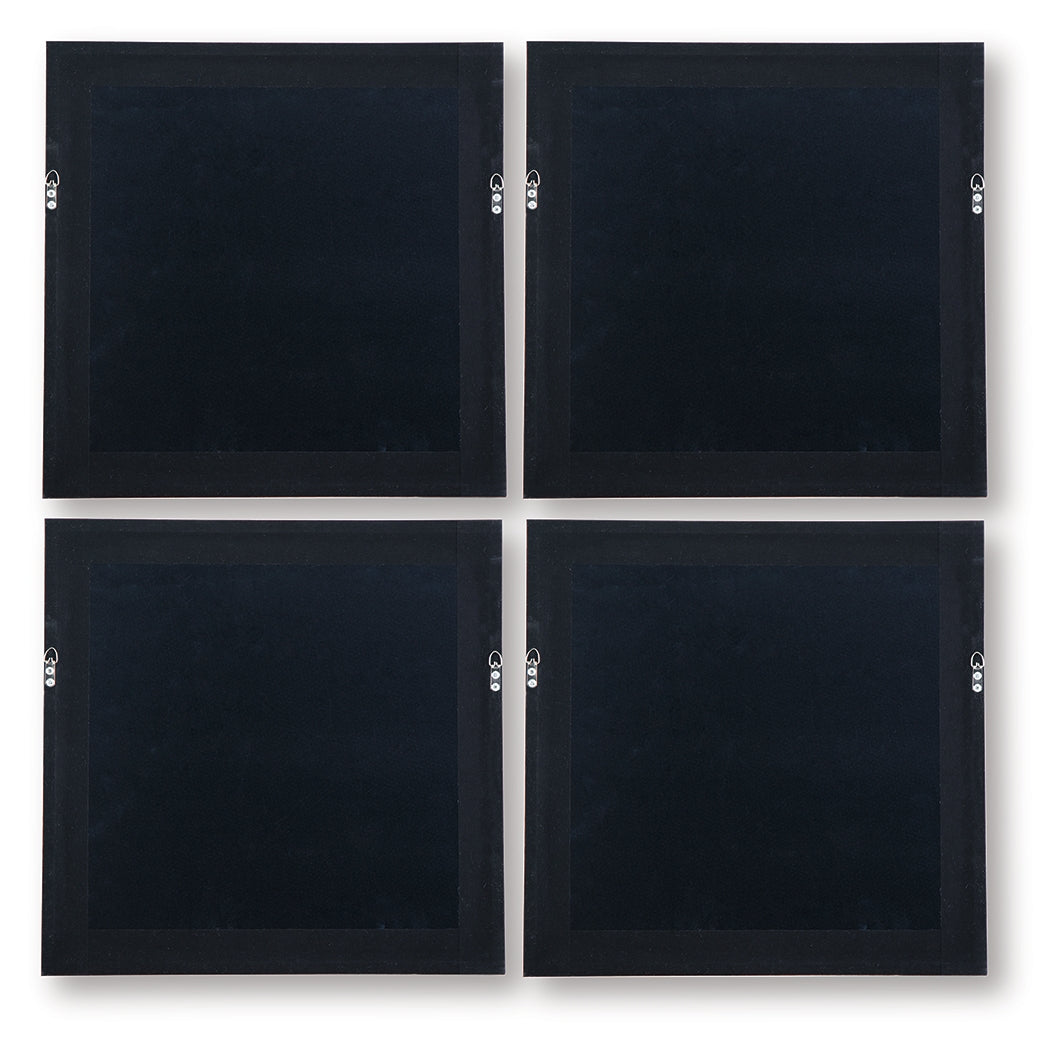 Dallbourne abstract white and gold wall art set with dark brown frames