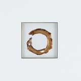 Dallbourne abstract white and gold wall art set with dark brown frames