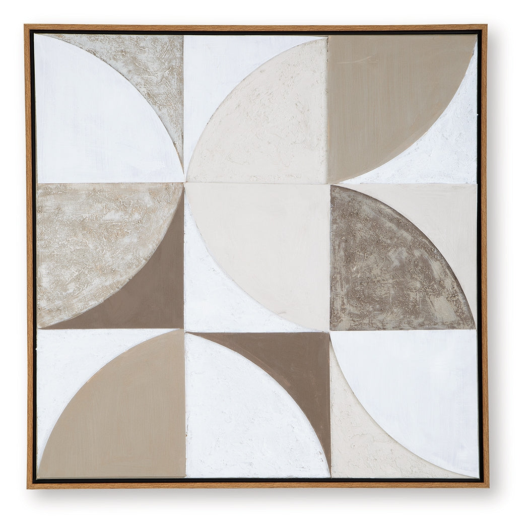 Side angle of Harelman wall art with light brown frame