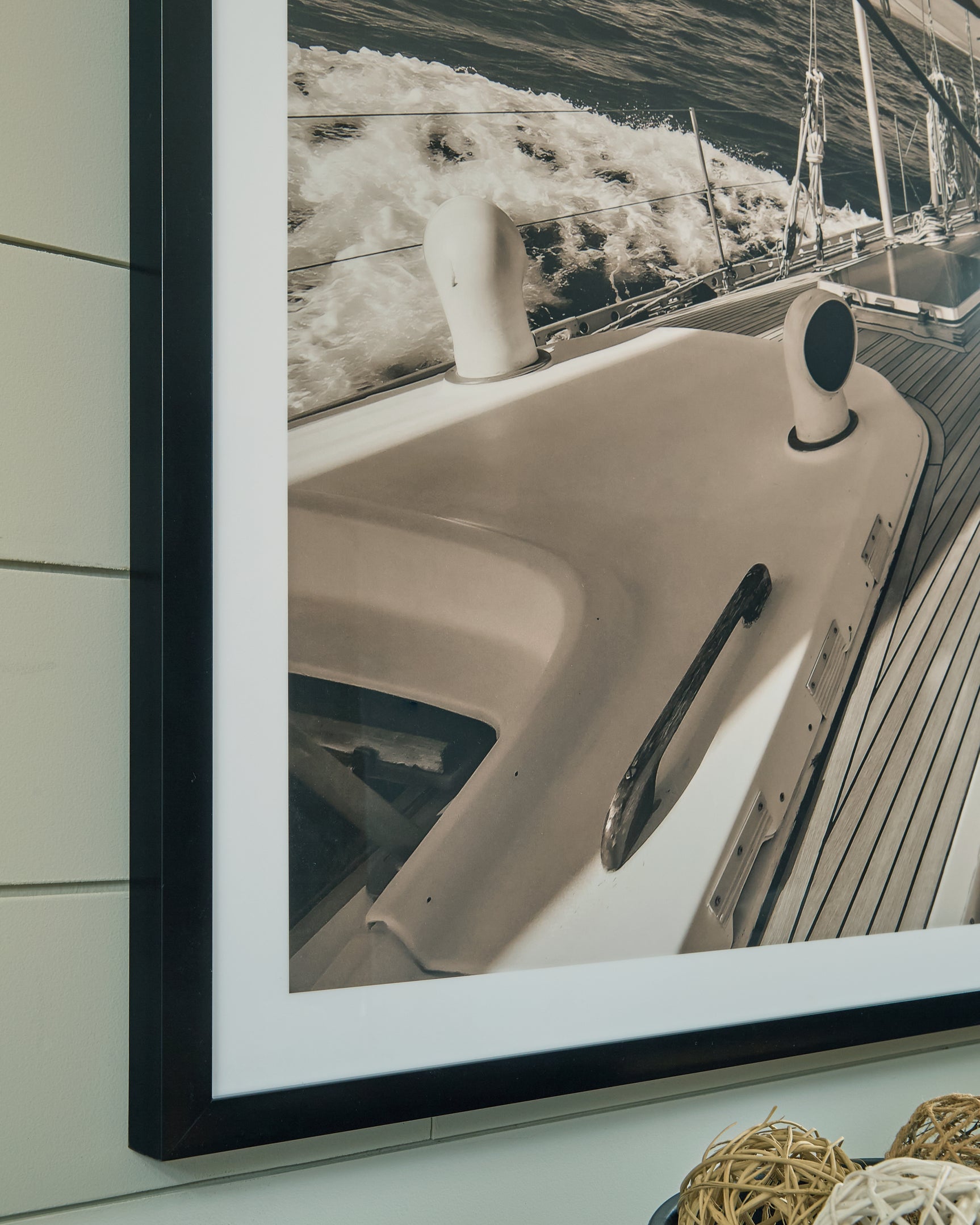 Arlanford Sepia Wall Art close-up of sailboat printed design detail
